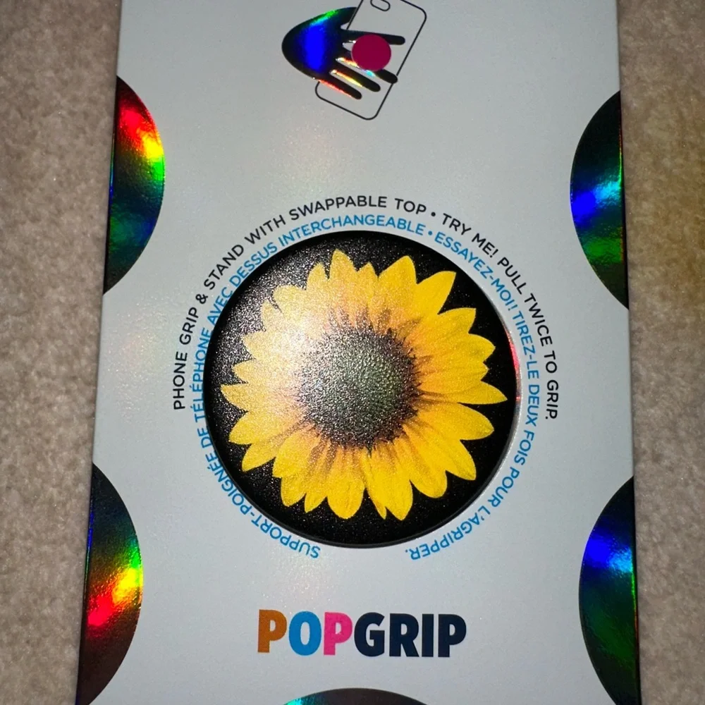 PopSocket Sunflower Grip - Black and Yellow